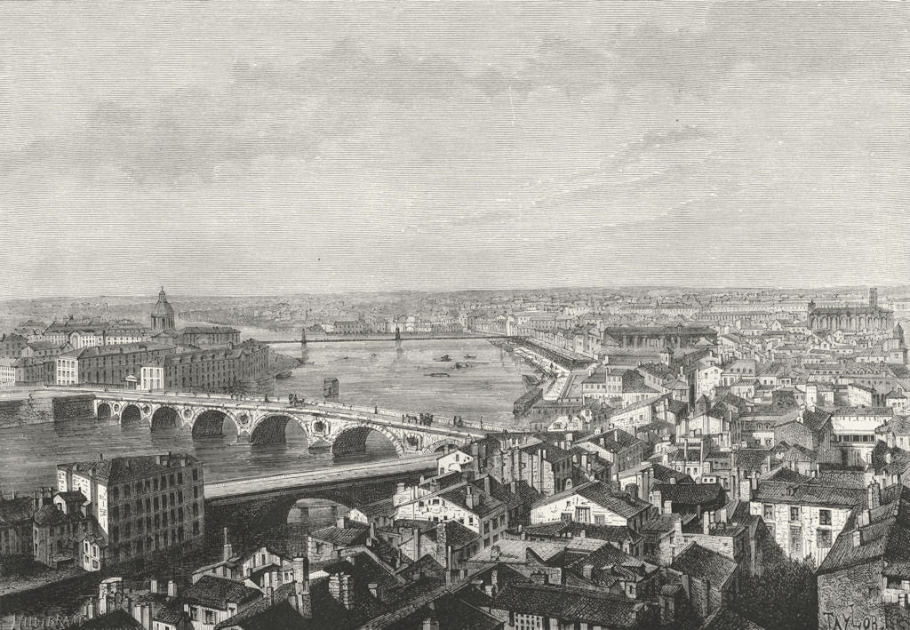 FRANCE. Toulouse c1885 old antique vintage print picture